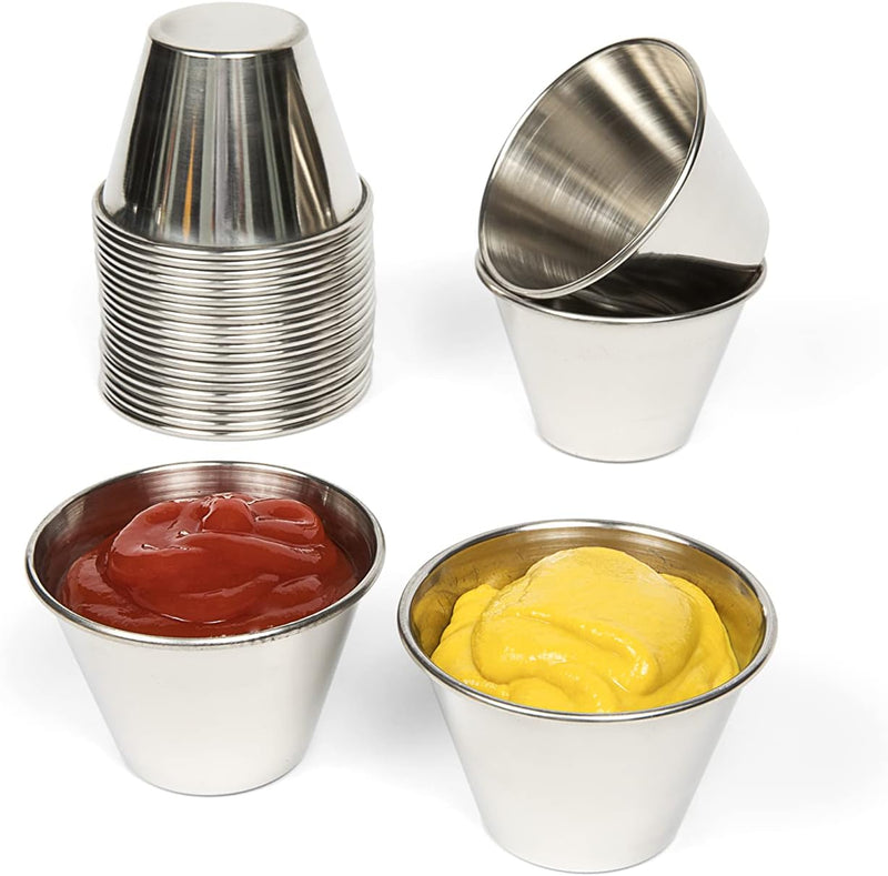 Stainless Steel Ramekin Sauce Cups - Commercial Grade 12 count 15 oz