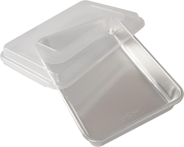 Natural Aluminum Cake Pan with Lid - Rectangle Silver 9x13