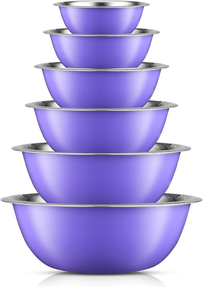 JoyJolt Stainless Steel Mixing Bowl Set of 6 - Large to Small Sizes for Kitchen and Baking Needs