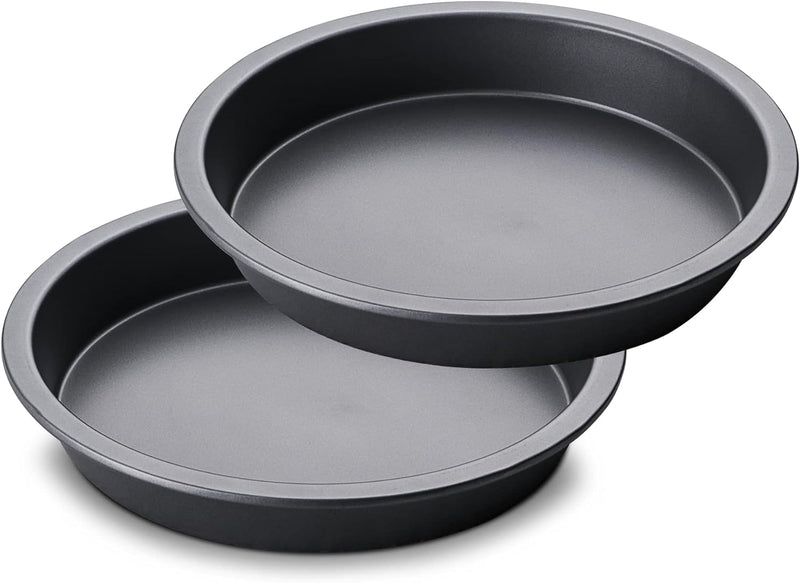 HONGBAKE 8 Round Cake Pan Set - Nonstick 2 Pieces - Dishwasher Safe  Heavy Duty Grey