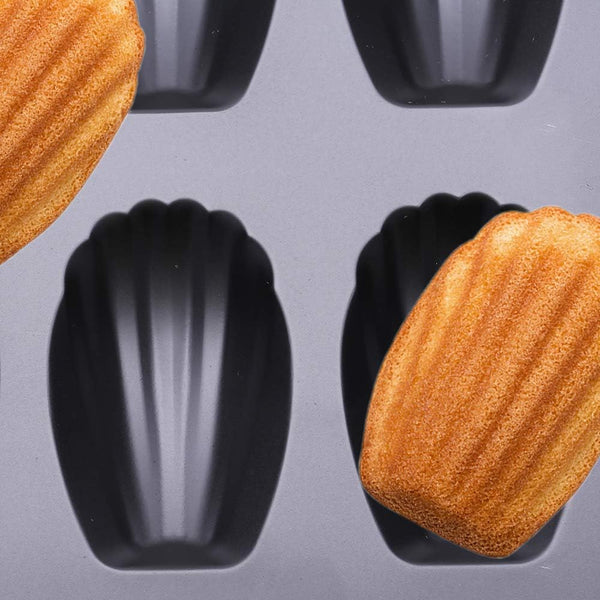 YumAssist 2-Pack Nonstick Madeleine Pan - 12-Cup Heavy Duty Shell Baking Mold