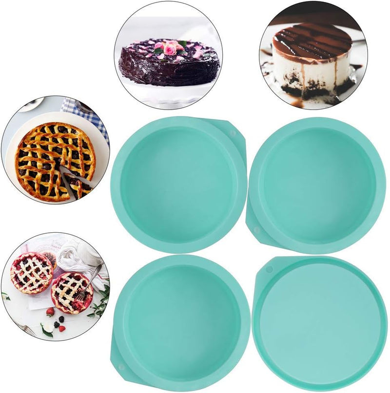 Staruby 6-Pack Silicone Cake Molds 4 Round and Resin Coaster Molds Set - Green