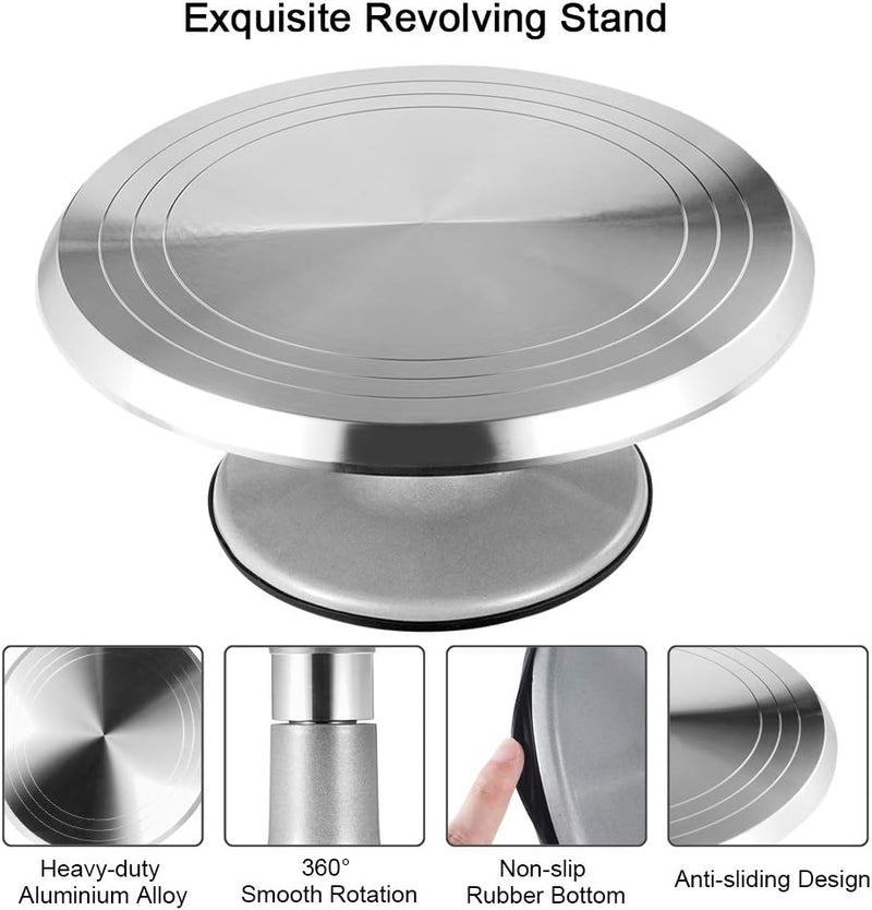 12 Aluminum Cake Stand with Icing Tools - Baking Supplies