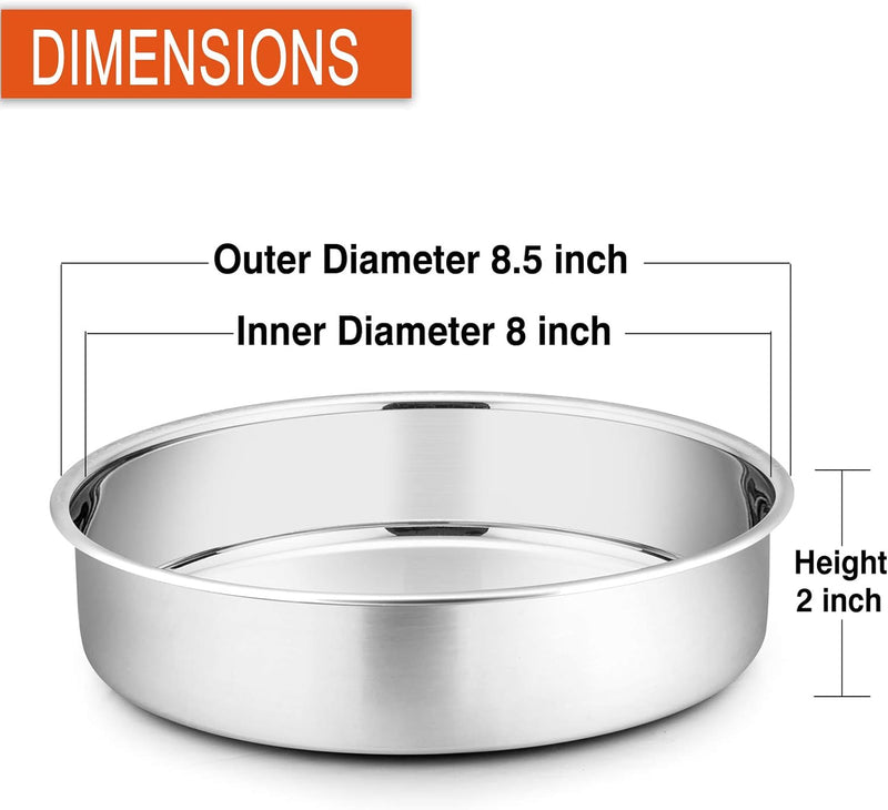 PP Chef 4 Stainless Steel Baking Pan Set for Mini Cakes Pizzas and Quiches - Non-Toxic Leakproof and Easy to Clean