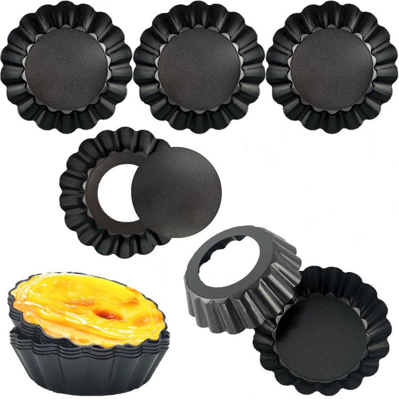 The product title is 8 Pack DATANYA 4 Inch Mini Tart Pans with Removable Bottom - Nonstick Quiche Pan for Dessert Baking