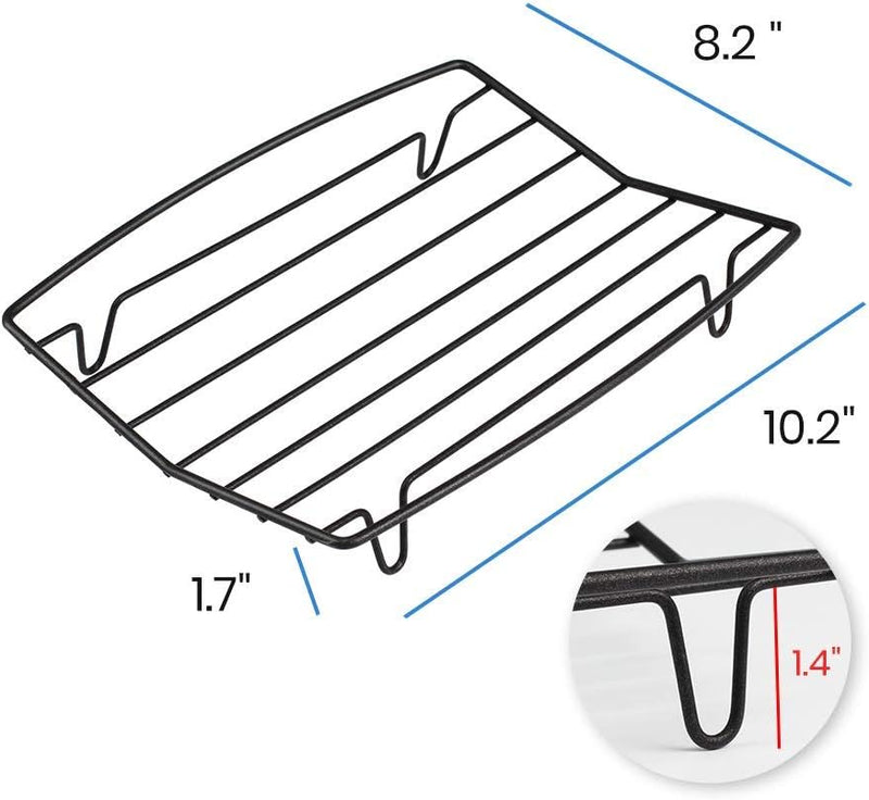 Roasting Rack - V Shape Non-Stick Wire Rack for Cooking Cooling and Grilling in 10x8 Black