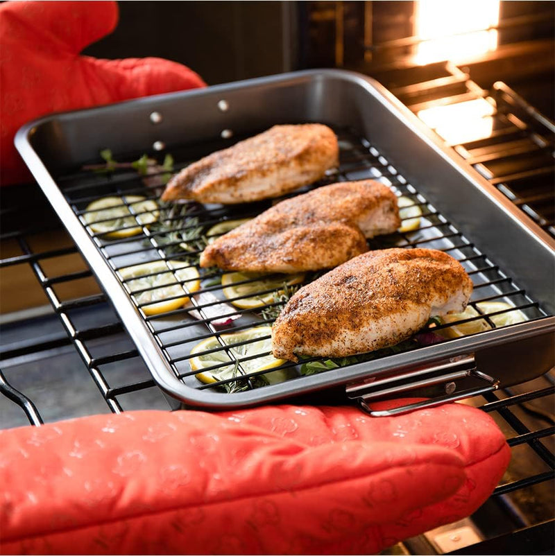 Deluxe Carbon Steel Roasting Pan with Rack - 185 x 145-Inch