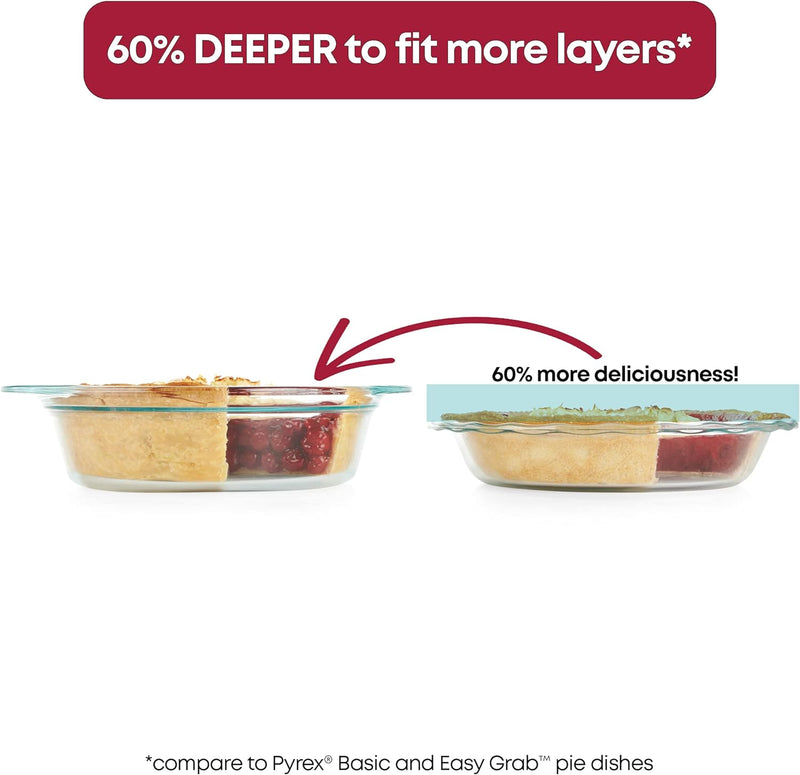 Pyrex Deep 2-Piece Glass Baking Dish Set - 95 Deep  Easy Grab - Dishwasher Microwave Freezer  Oven Safe