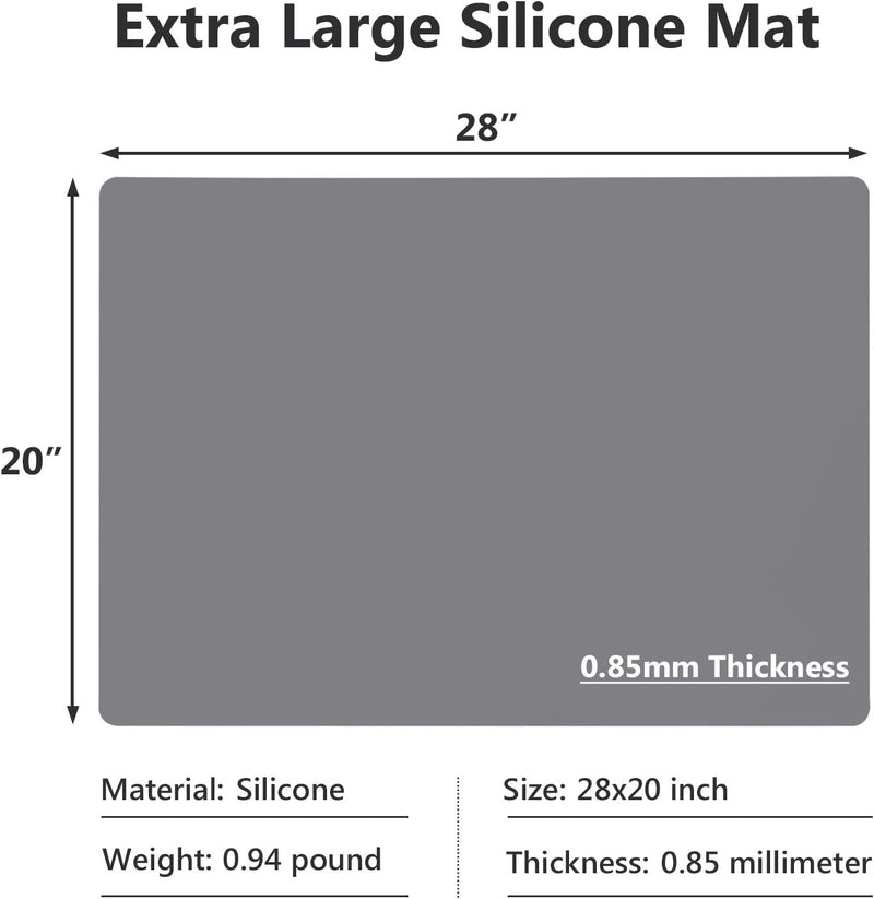 Large Silicone Kitchen Counter Mat 25 x 17 Nonslip Heat Resistant Multipurpose Pad - Black