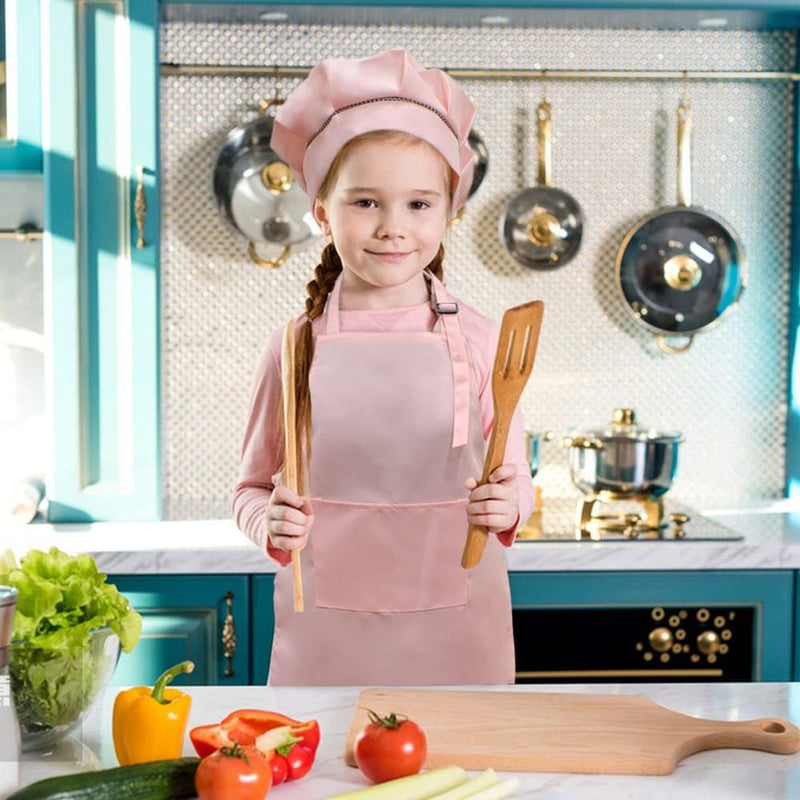 Kids Chef Apron and Hat Set for Cooking Baking and Painting