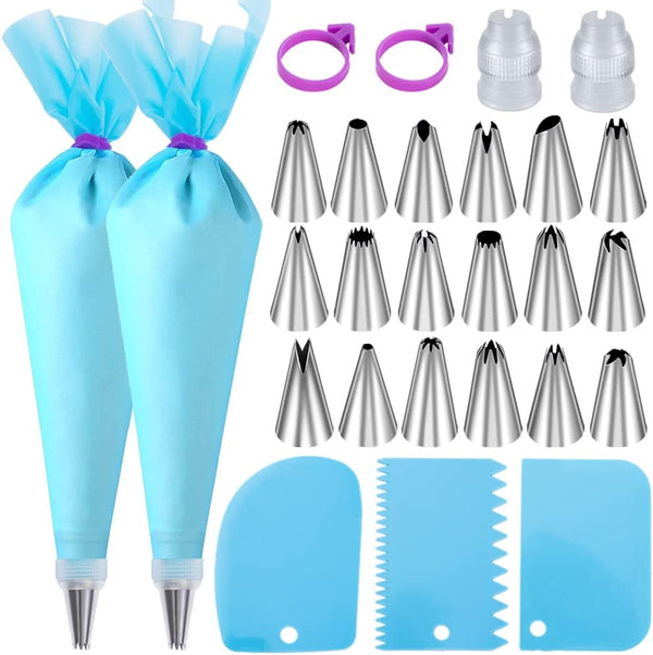 Cake Decorating Kit Supplies with Reusable Bags Frosting Tips and Scraper