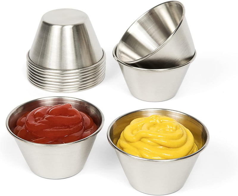 Stainless Steel Ramekin Sauce Cups - Commercial Grade 12 count 15 oz