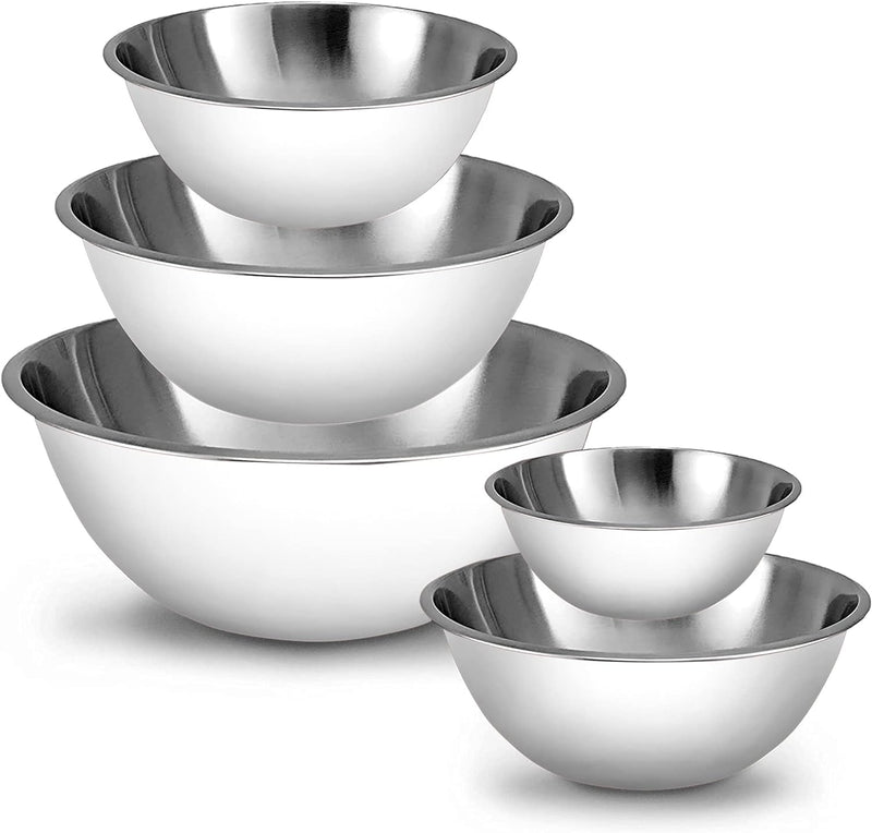 Stainless Steel Mixing Bowls Set - Ecofriendly Heavy Duty Meal Prep Organizers