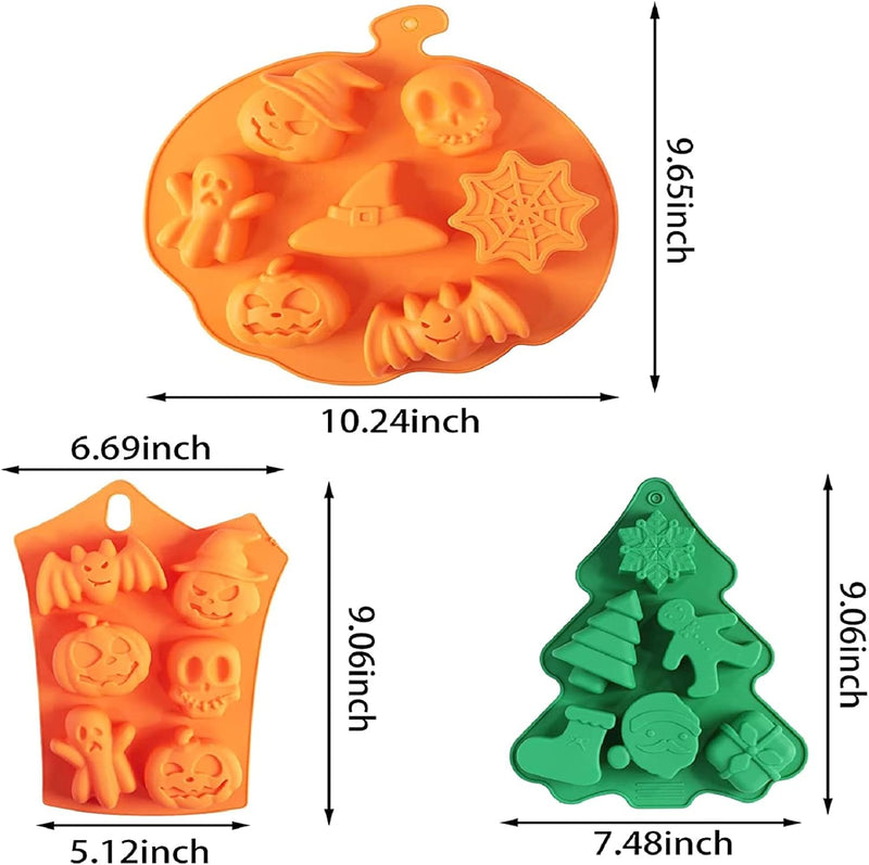 Festive Christmas Silicone Baking Molds - 2-Pack Nonstick Cake Muffin Mold