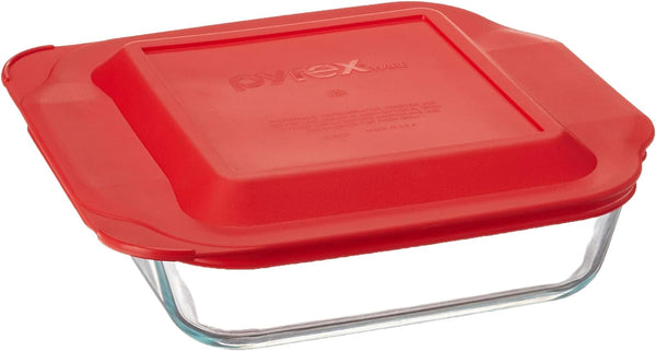 Pyrex 8x8 Large Handle Square Dish - Red