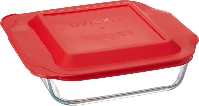 Pyrex 8x8 Large Handle Square Dish - Red