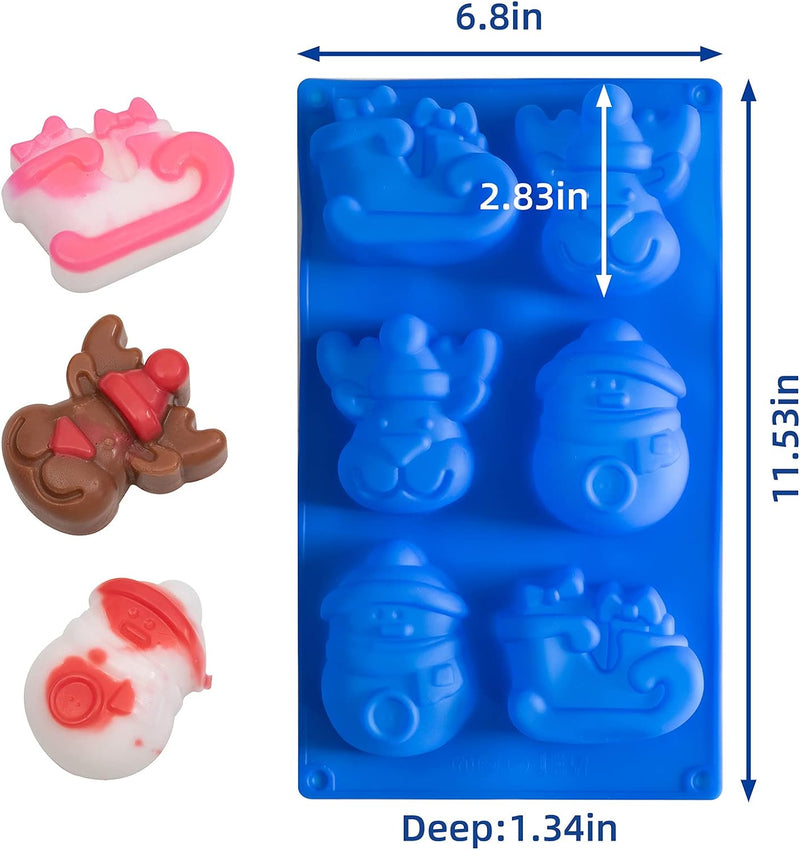 Set of 4 Silicone Christmas Themed Baking Molds for Cakes and Soap