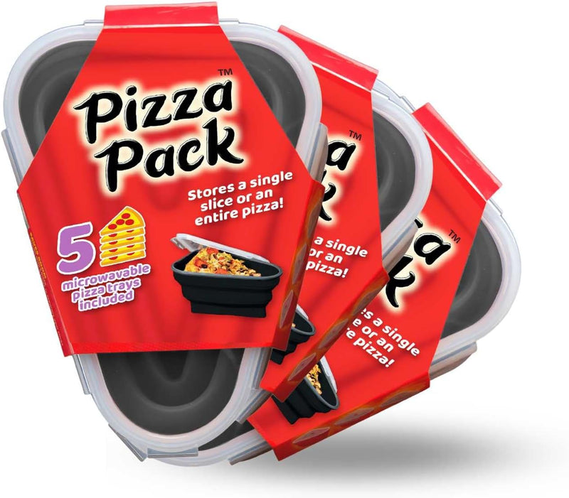 The Perfect Pizza Pack - Reusable Pizza Storage Container with 5 Microwavable Trays - BPA-Free Organizer for Space-Saving Red