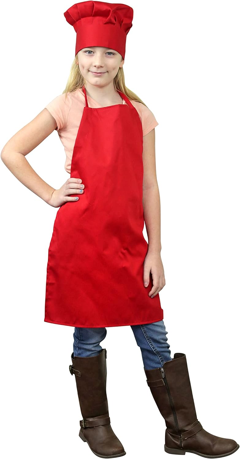 Kids Chef Hat and Apron Set - Real Cooking and Baking Wear Kit