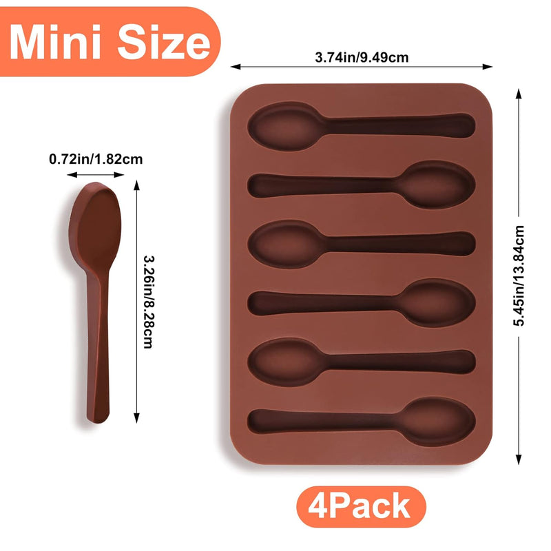 Silicone Chocolate Spoon Mold - 4 Piece Hot Cocoa  Coffee Stirring Spoons for Handmade Treats