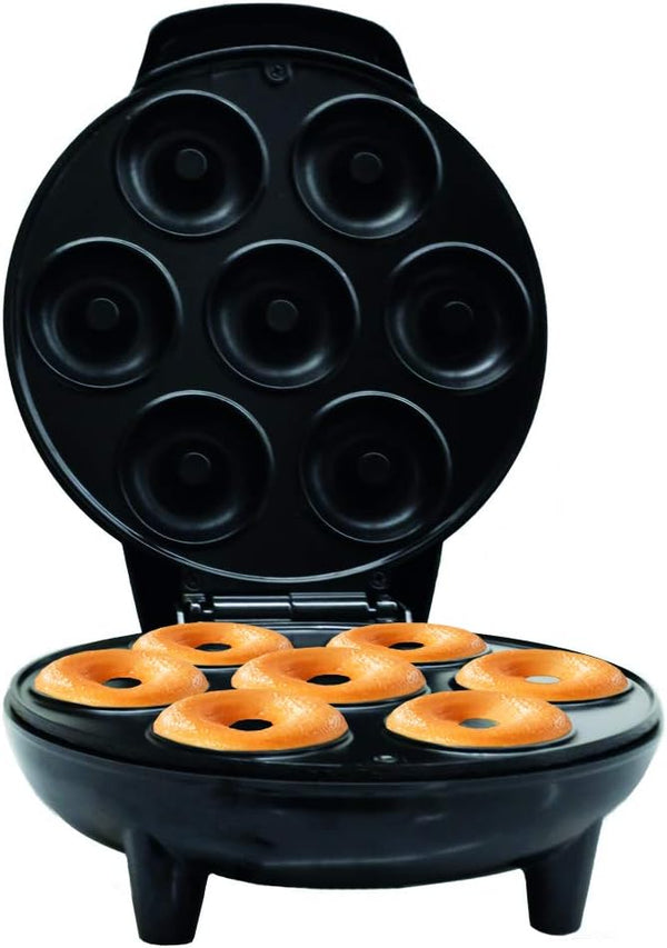 Courant Mini Donut Maker Machine - Kid-Friendly Breakfast and Snack - Non-stick Surface - Makes 7 Doughnuts - Black
