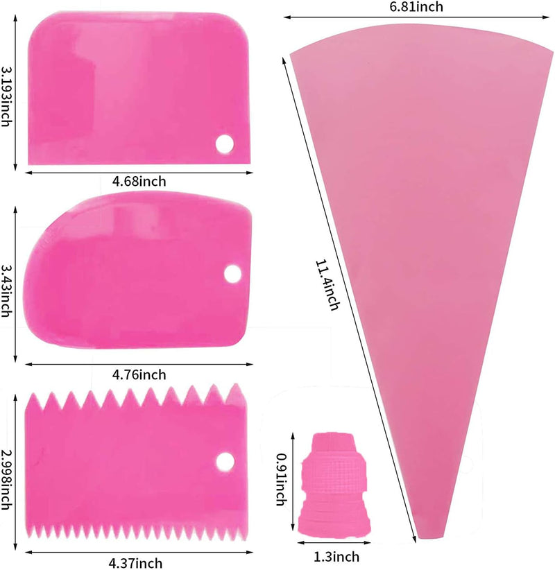 Silicone Icing Piping Bag with Stainless Steel Nozzle Set and Accessories