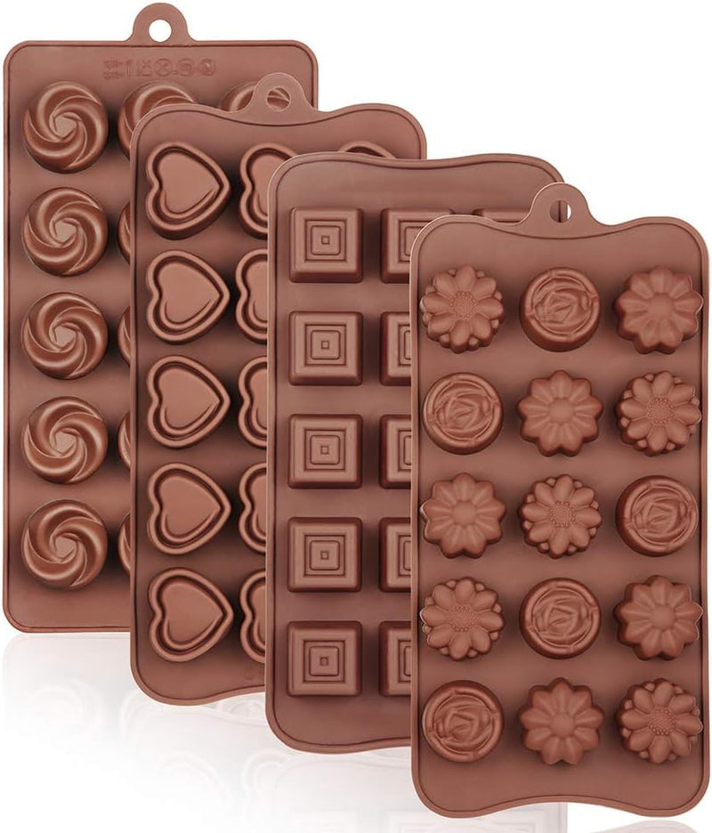 Food Grade Silicone Chocolate Molds - Set of 4 - No-Stick Baking  Candy Making