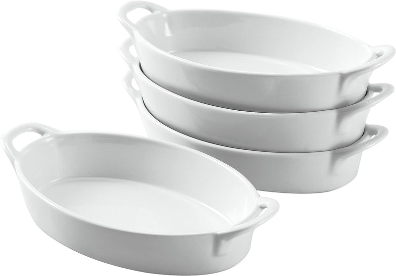 Cute Oval Ceramic Pie Pan Set - White Pack of 2 for ThanksgivingChristmas by Bruntmor