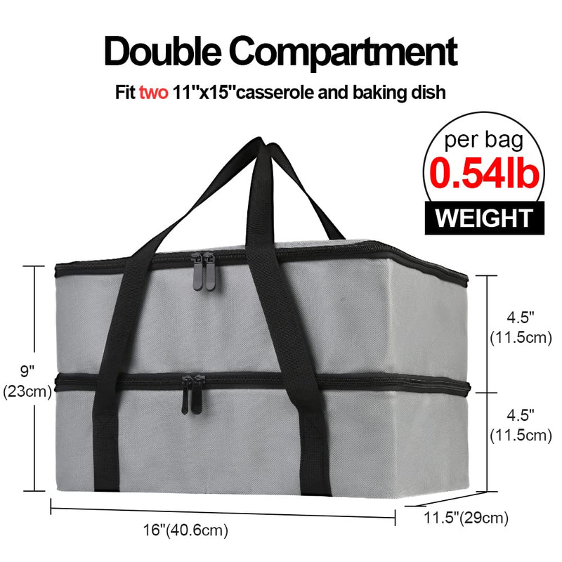 Bodaon Insulated Casserole Carrier Bag, Fits 9x13 and 11x15 Inch Baking Dish with Lid, Casserole Carriers for Hot or Cold Food for Transport (Black)