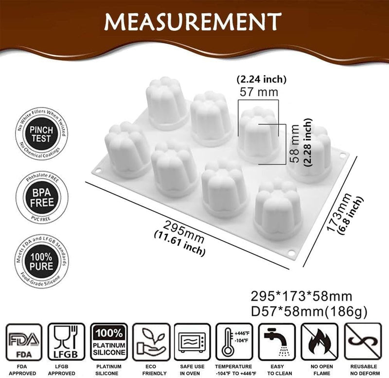 AFINSEA 3D Silicone Baking Molds for Cakes - 8-Cavity