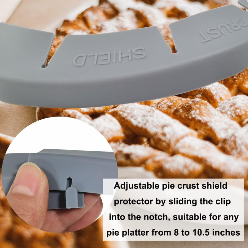 Adjustable Pie Crust Shield Protector - Silicone Baking Cover for Halloween Christmas Parties - Fits 8-115 Inches Pies