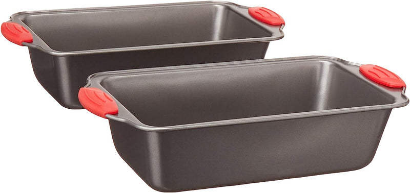 Set of 2 Gray Bread Loaf Pans 95 x 5 Inch Rectangular Baking