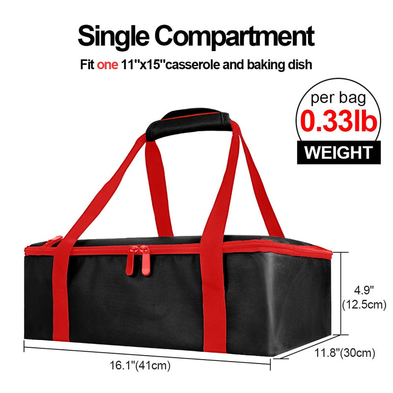 Bodaon Insulated Casserole Carrier Bag, Fits 9x13 and 11x15 Inch Baking Dish with Lid, Casserole Carriers for Hot or Cold Food for Transport (Black)