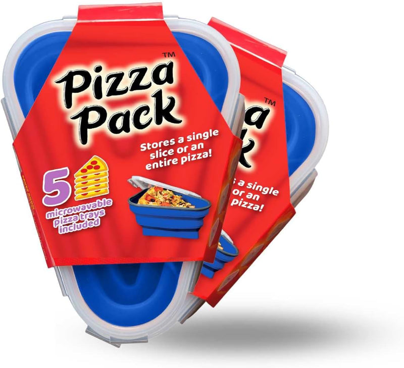 The Perfect Pizza Pack - Reusable Pizza Storage Container with 5 Microwavable Trays - BPA-Free Organizer for Space-Saving Red