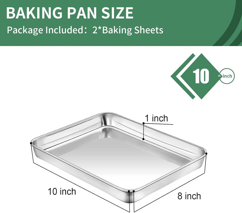 2-Piece Baking Sheet Set - Rectangle 18x13x1 Stainless Steel Non-Toxic  Easy to Clean