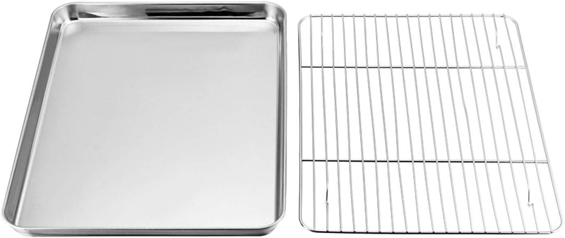 TeamFar Baking Sheet with Rack Set - Stainless Steel Cookie Pan and Cooling Rack Combo