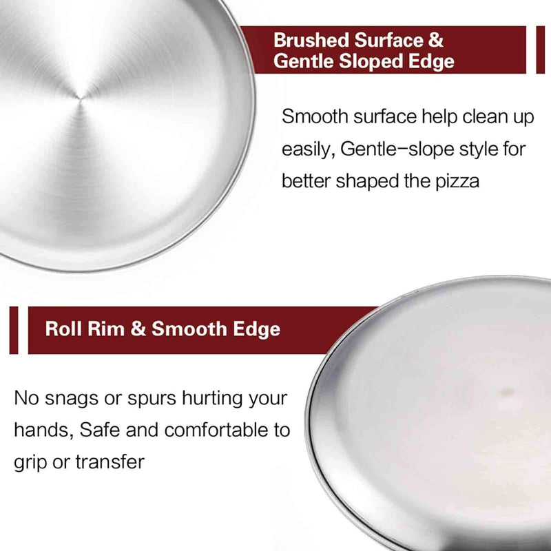 TeamFar 12 Stainless Steel Round Pizza Pan - Heavy Duty  Dishwasher Safe