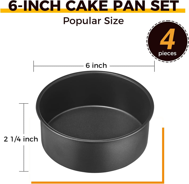 HONGBAKE 8 Round Cake Pan Set - Nonstick 2 Pieces - Dishwasher Safe  Heavy Duty Grey