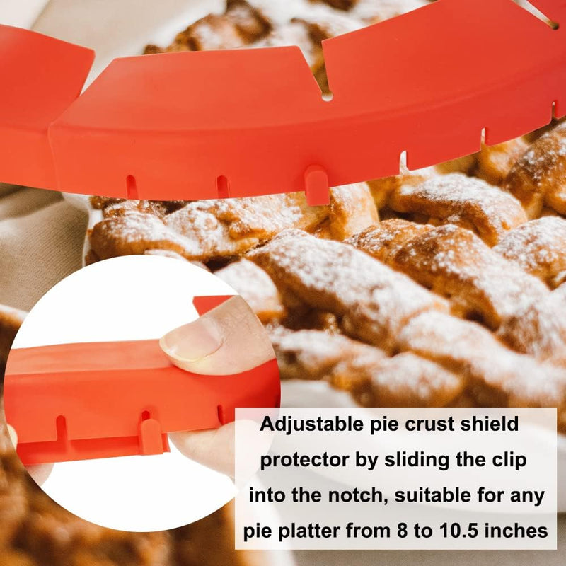 Adjustable Pie Crust Shield Protector - Silicone Baking Cover for Halloween Christmas Parties - Fits 8-115 Inches Pies