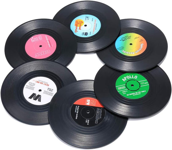 Novelty Vinyl Record Coasters - Absorbent and Protective 6-Pack by ZAYAD
