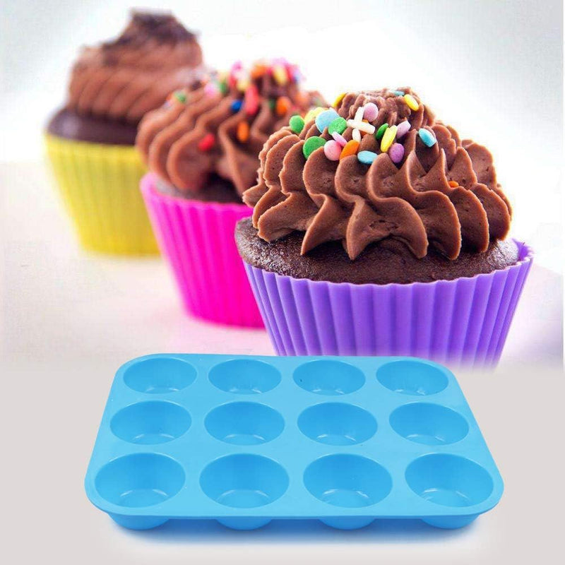 Cozihom Silicone Muffin Pan - 12 Cup Non-stick Silicone Baking Mold Set 3 Pieces