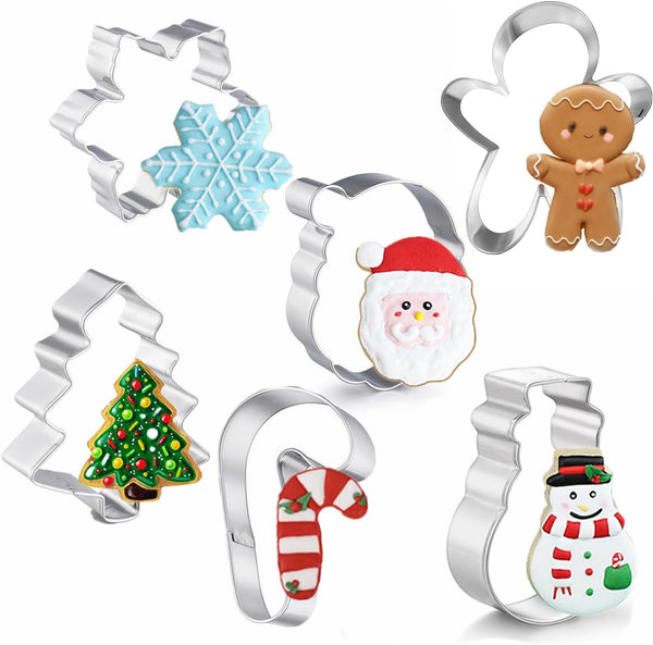 Large Holiday Cookie Cutters with Recipe Booklet - 425 Gingerbread Christmas Tree Snowflake Candy Cane Santa and Snow Man Shapes