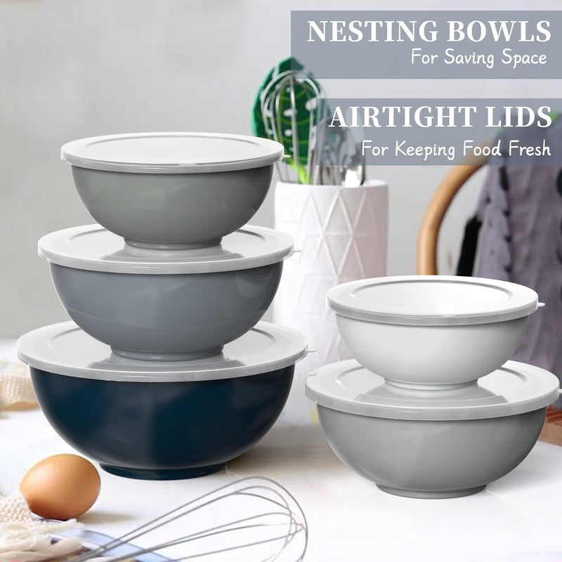 Umite Chef 18-Piece Nesting Mixing Bowl Set with Airtight Lids - Khaki