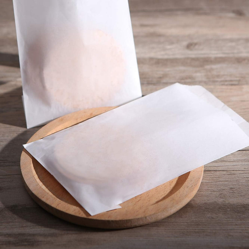 Quotidian Flat Glassine Waxed Paper Treat Bags - 100 Pack 4x6 for Bakery or Party Favors