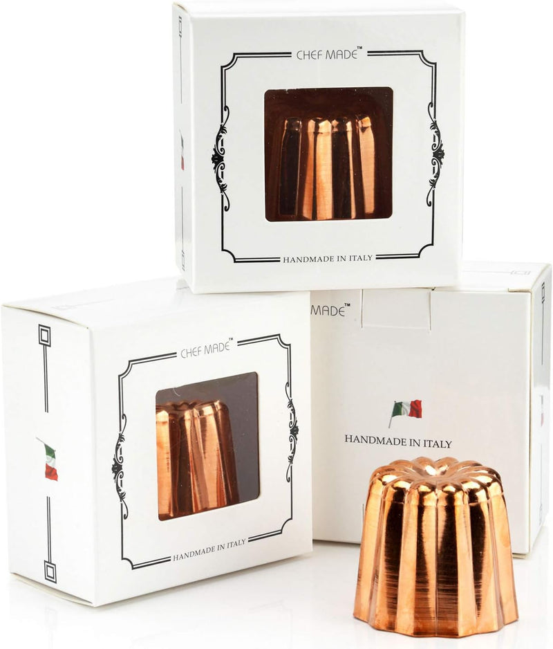 CHEFMADE 12-Cavity Non-Stick Canele Cake Pan - Champagne Gold