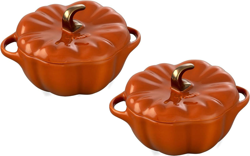 STAUB 075-qt Petite Ceramic Pumpkin - Oven  Stove Safe - Candy DishBaking Dish - Matte Black