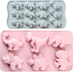 Dinosaur Silicone Candy Molds - Kid-Friendly 3D Christmas Cake Decorations 2 Pack