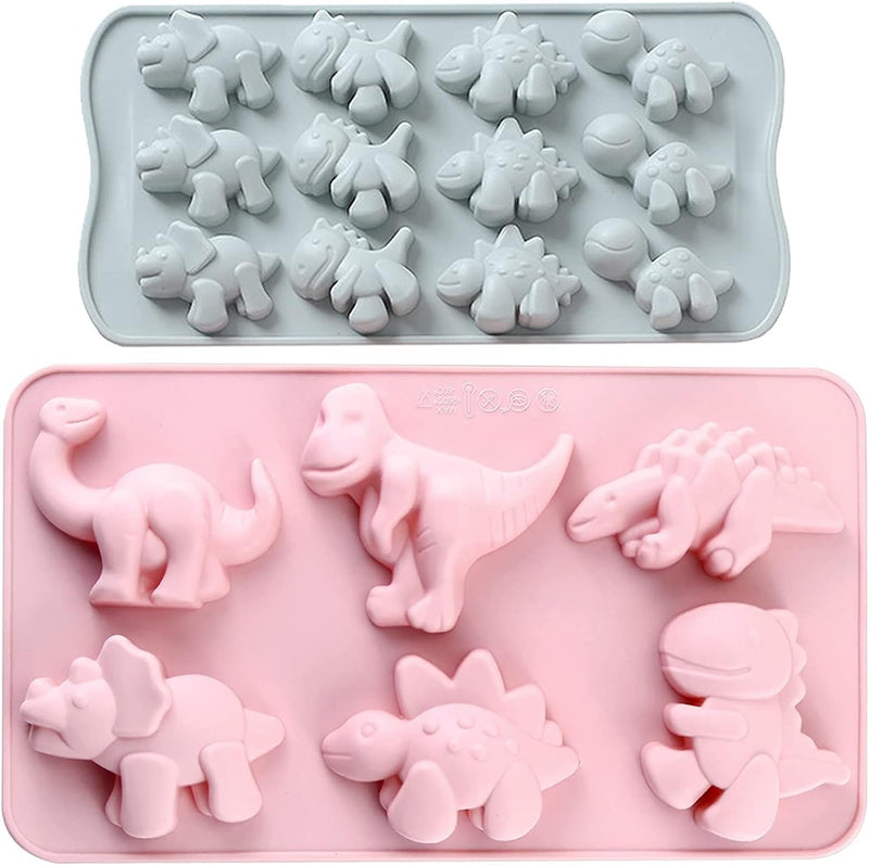 Dinosaur Silicone Candy Molds - Kid-Friendly 3D Christmas Cake Decorations 2 Pack