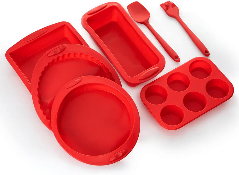 7pc Parmedu Silicone Bakeware Set - BPA Free  Heat Resistant - BK001 Upgrade Model