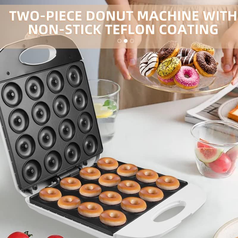 Mini Pancake and Donut Maker - Non-Stick Double-Sided Cake Machine - Makes 16 Doughnuts Black